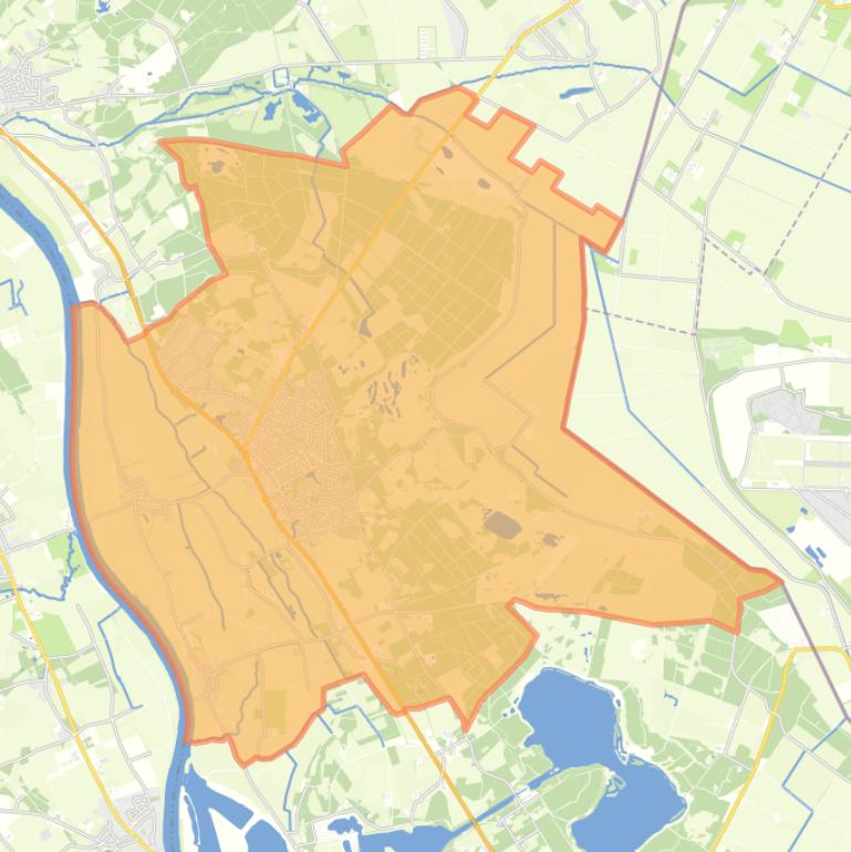 Kaart van de woonplaats Bergen.