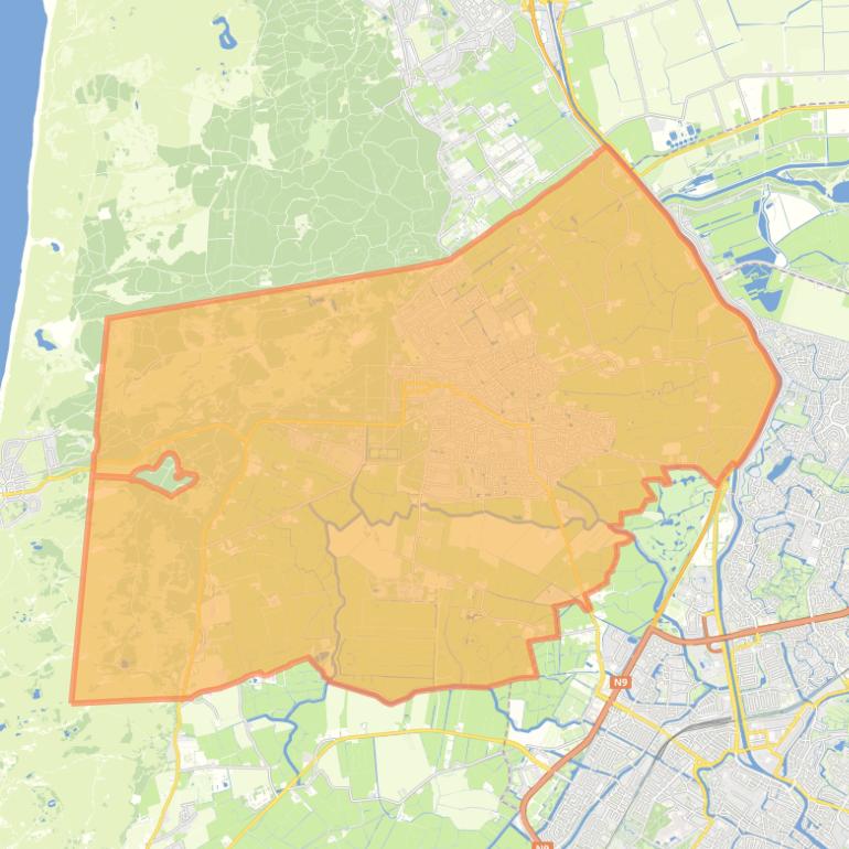 Kaart van de woonplaats Bergen.