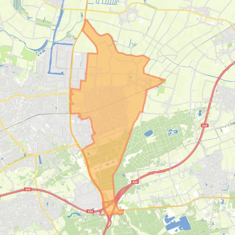 Kaart van de woonplaats Berghem.