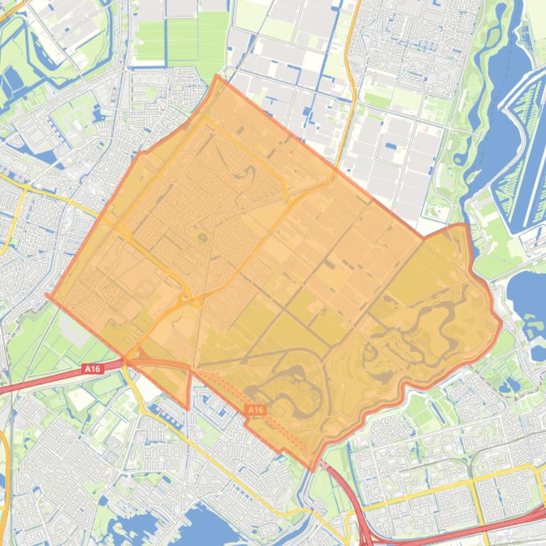 Kaart van de woonplaats Bergschenhoek.