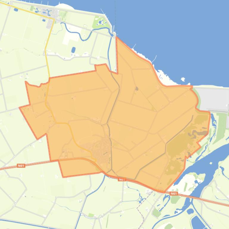 Kaart van de woonplaats Biervliet.