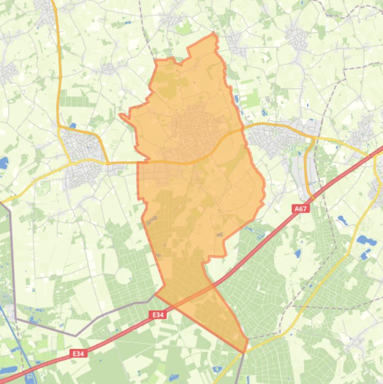 Kaart van de woonplaats Bladel.