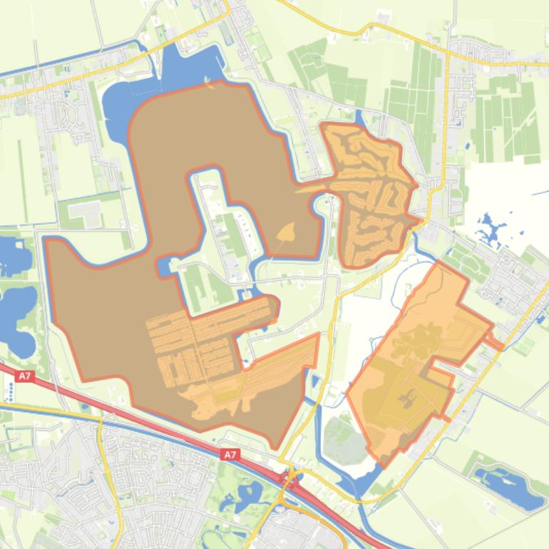 Kaart van de woonplaats Blauwestad.