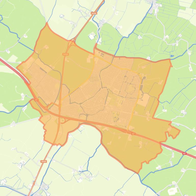 Kaart van de woonplaats Bolsward.