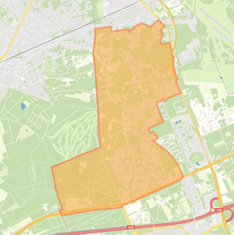 Kaart van de woonplaats Bosch en Duin.