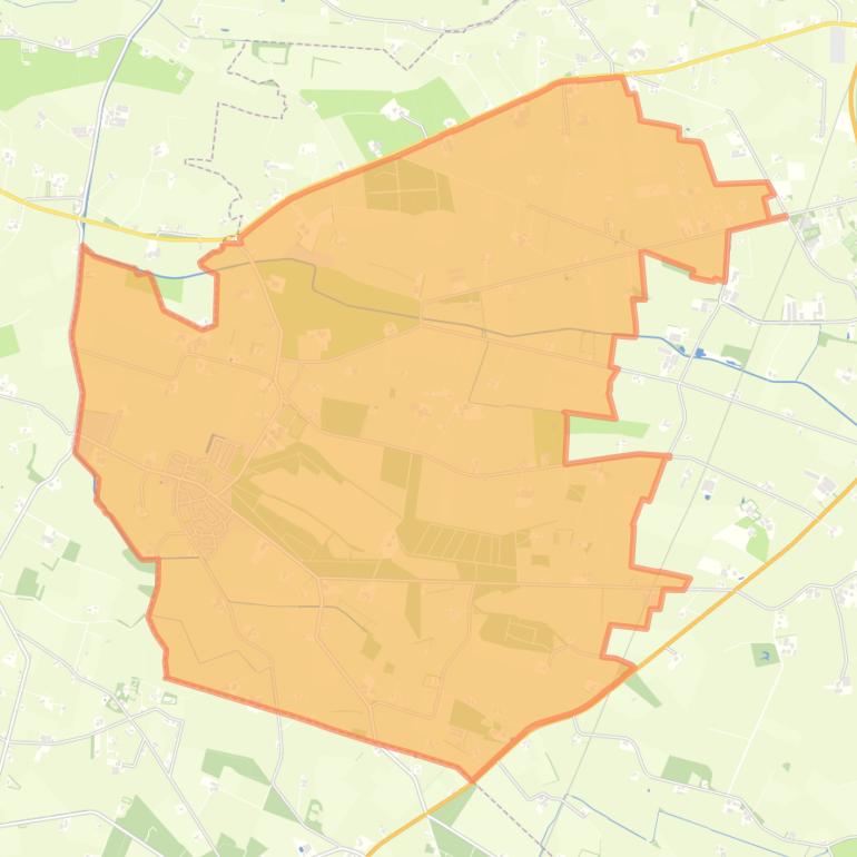 Kaart van de woonplaats Broekland.