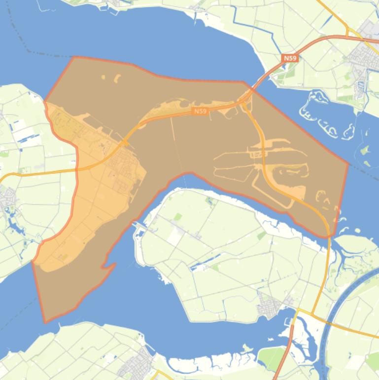 Kaart van de woonplaats Bruinisse.