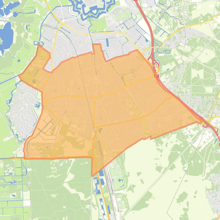 Kaart van de woonplaats Bussum.