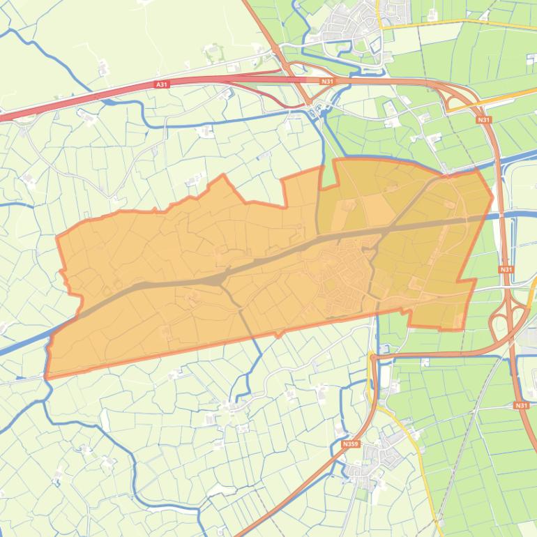 Kaart van de woonplaats Deinum.