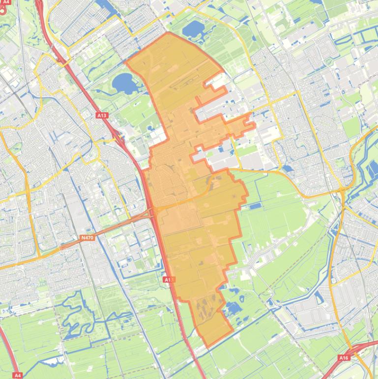 Kaart van de woonplaats Delfgauw.