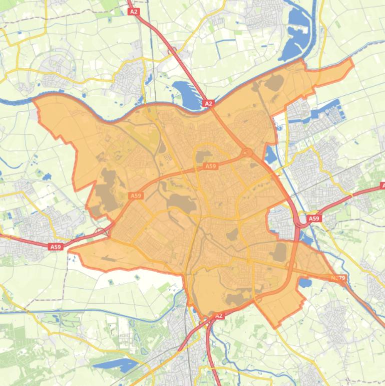 Kaart van de woonplaats Den Bosch.