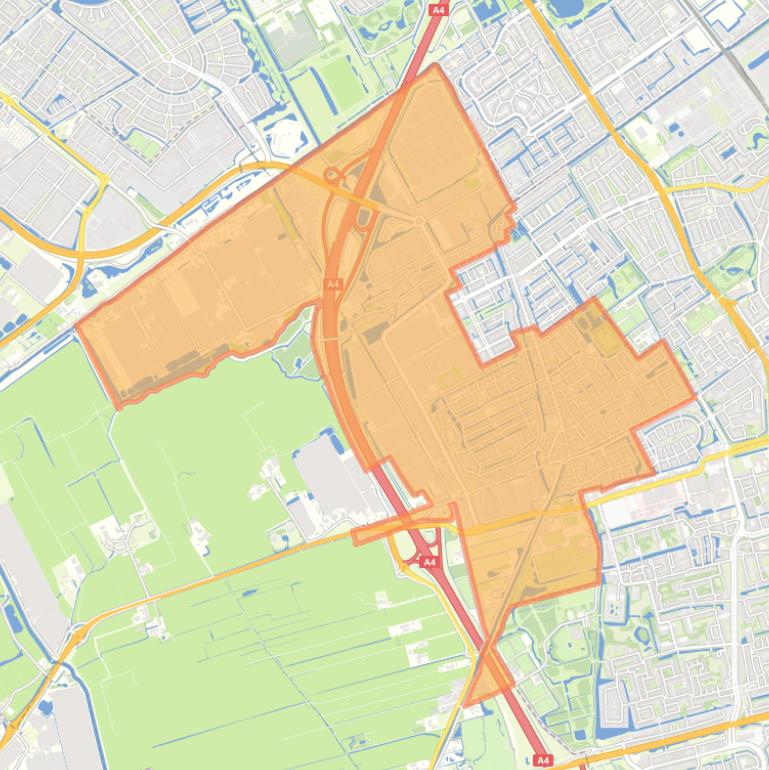 Kaart van de woonplaats Den Hoorn.