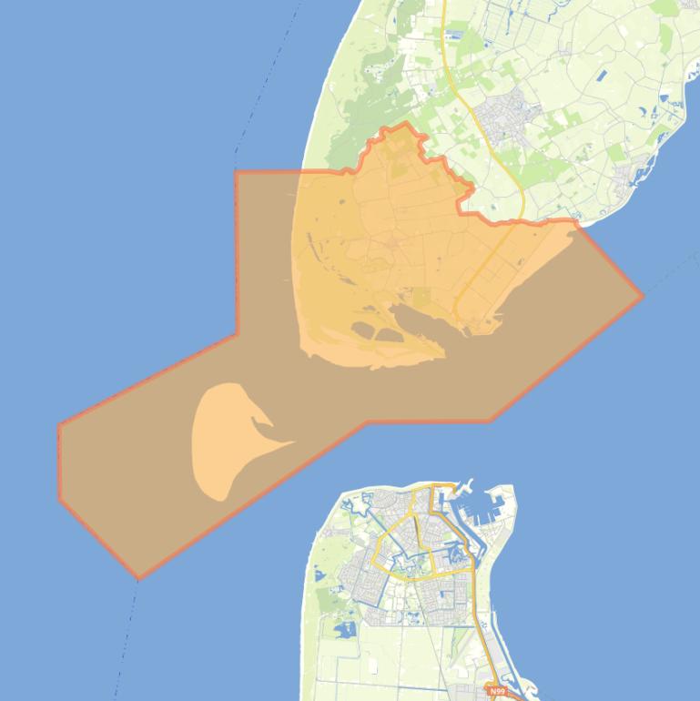 Kaart van de woonplaats Den Hoorn.