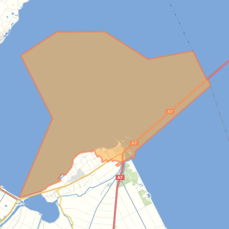 Kaart van de woonplaats Den Oever.