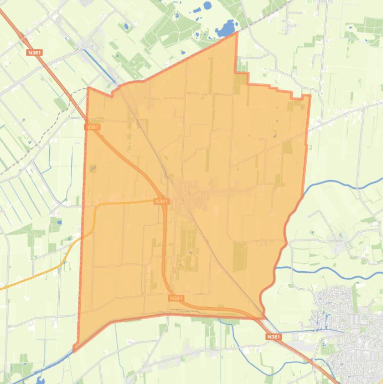 Kaart van de woonplaats Donkerbroek.