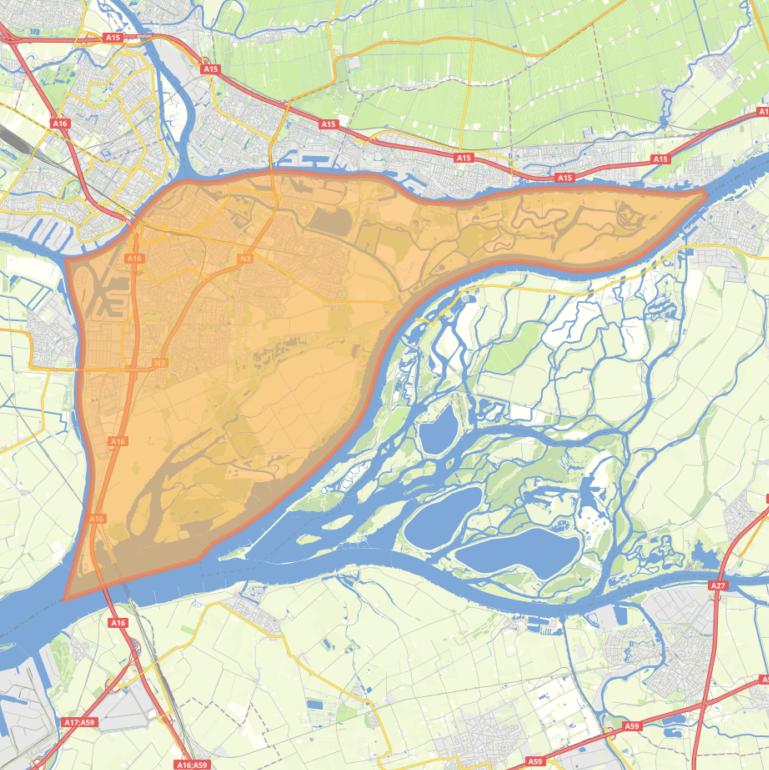 Kaart van de woonplaats Dordrecht.