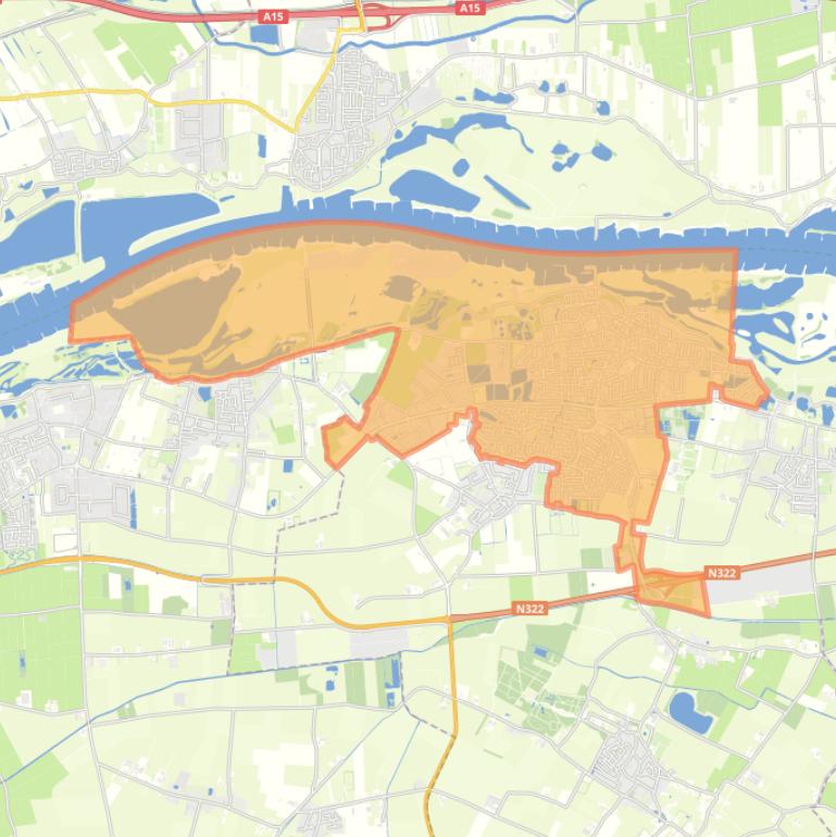 Kaart van de woonplaats Druten.