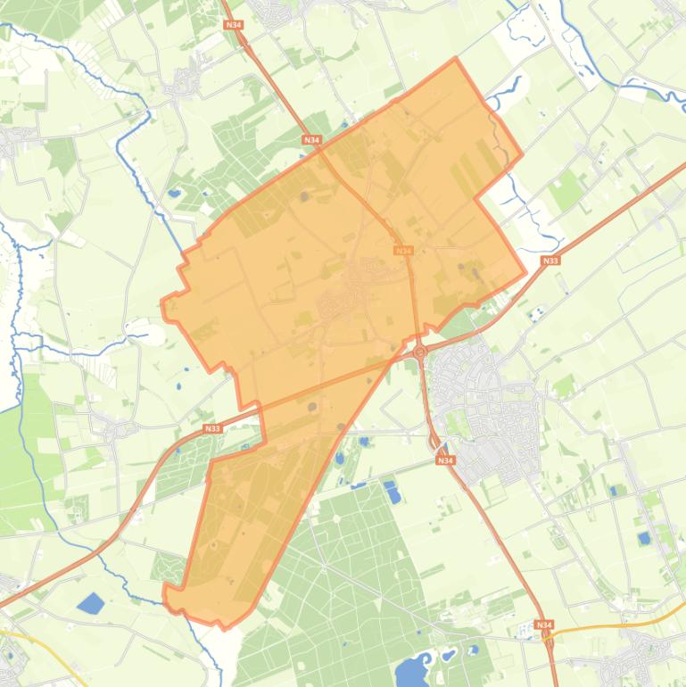 Kaart van de woonplaats Eext.