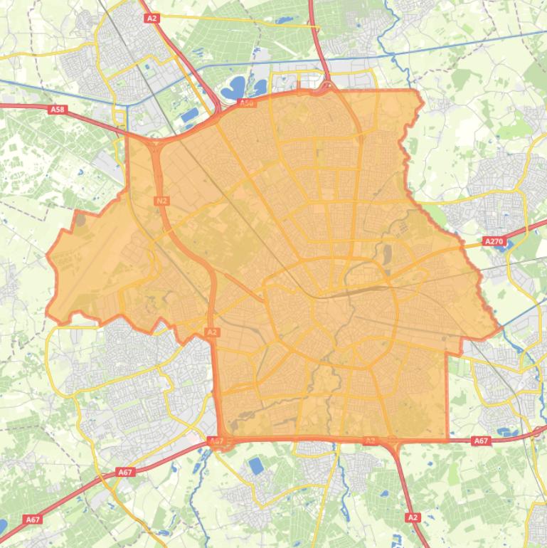 Kaart van de woonplaats Eindhoven.