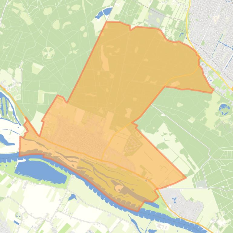 Kaart van de woonplaats Elst.