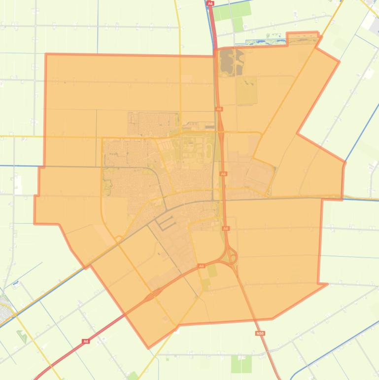 Kaart van de woonplaats Emmeloord.