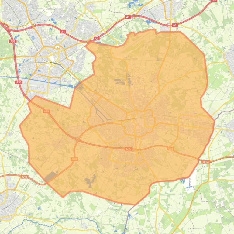 Kaart van de woonplaats Enschede.