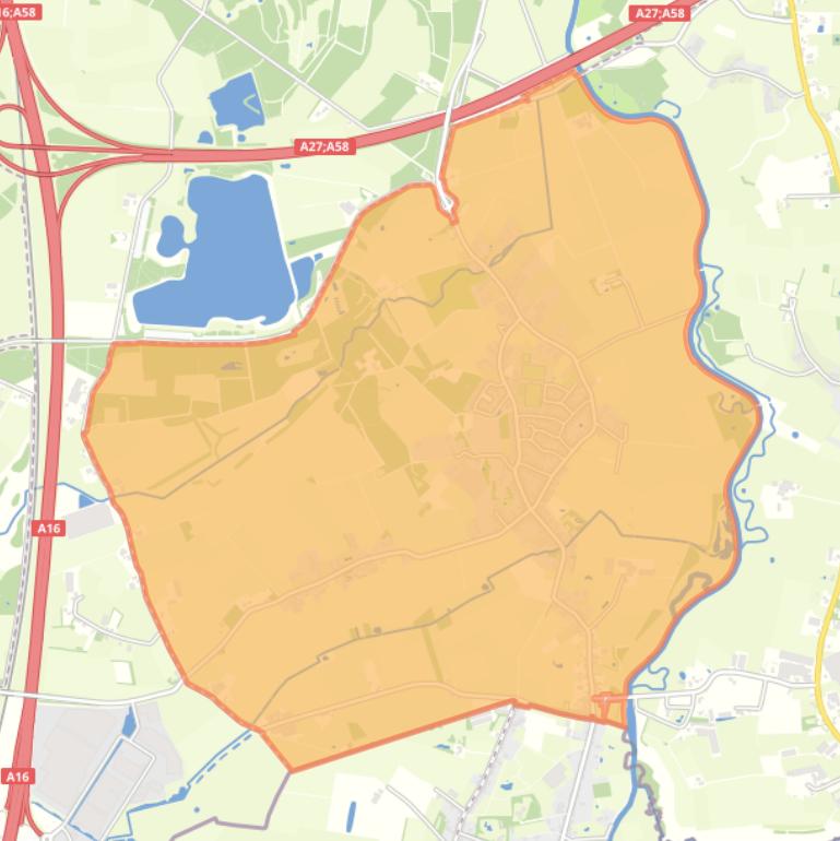 Kaart van de woonplaats Galder.