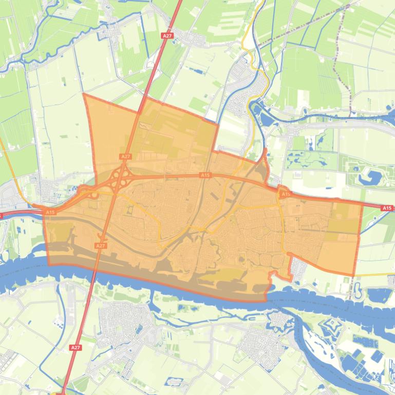 Kaart van de woonplaats Gorinchem.