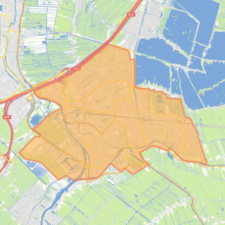 Kaart van de woonplaats Gouda.