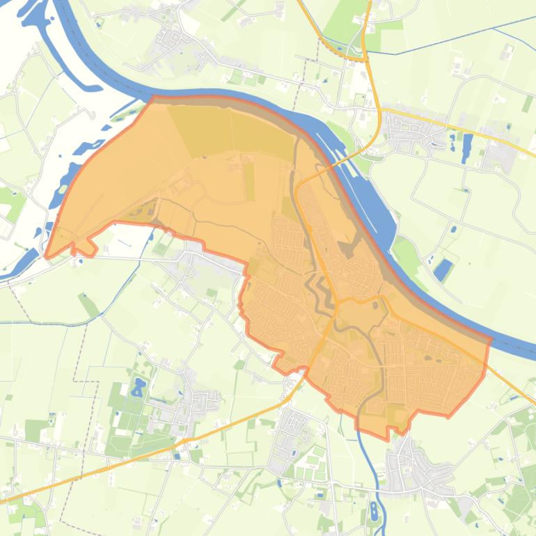 Kaart van de woonplaats Grave.