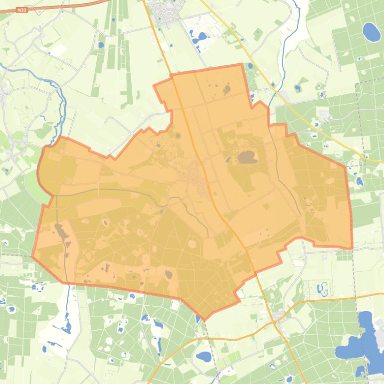 Kaart van de woonplaats Grolloo.