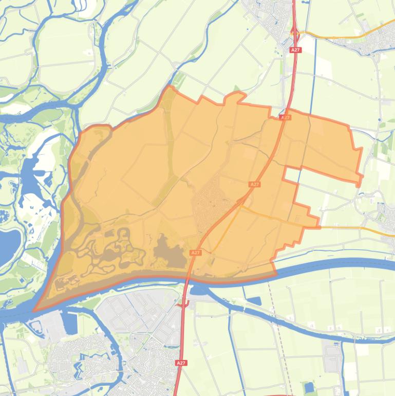 Kaart van de woonplaats Hank.