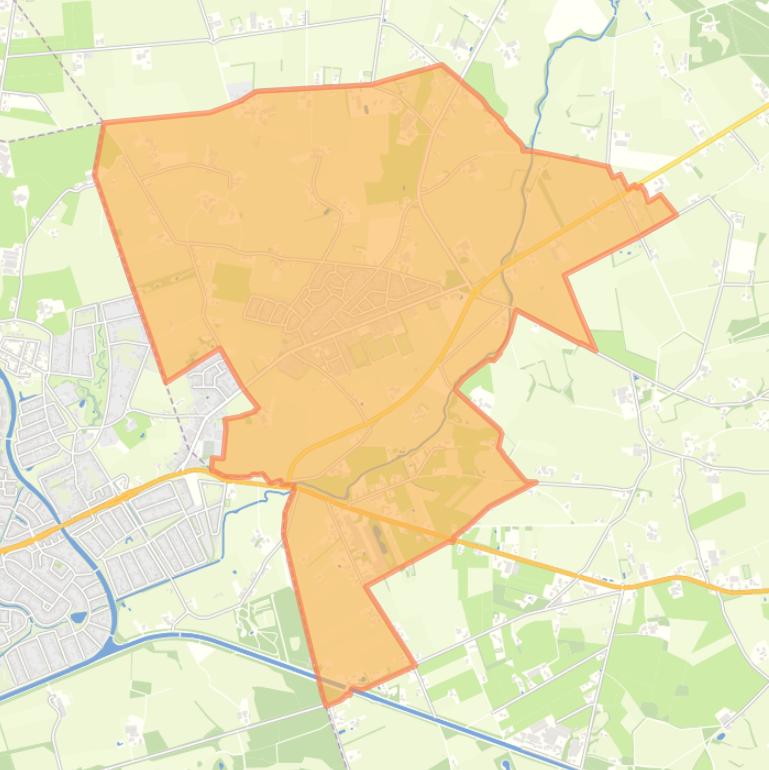 Kaart van de woonplaats Harbrinkhoek.