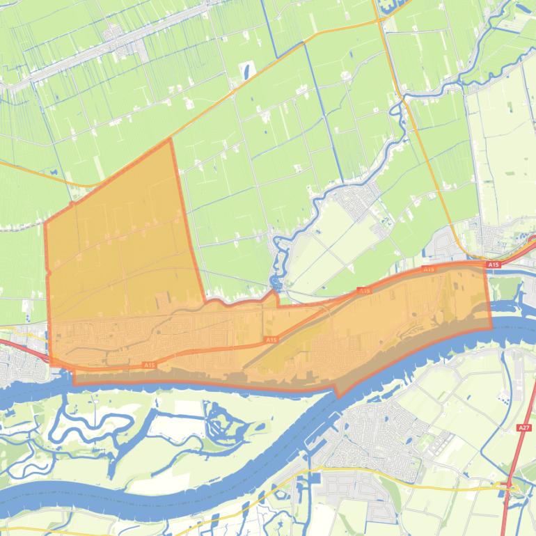 Kaart van de woonplaats Hardinxveld-Giessendam.