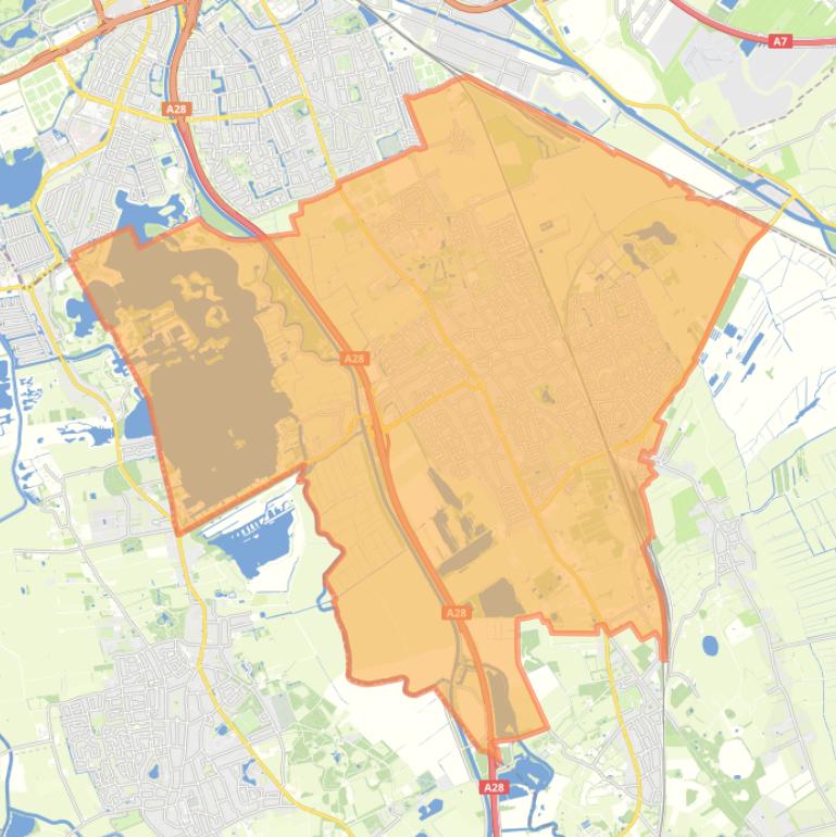 Kaart van de woonplaats Haren.