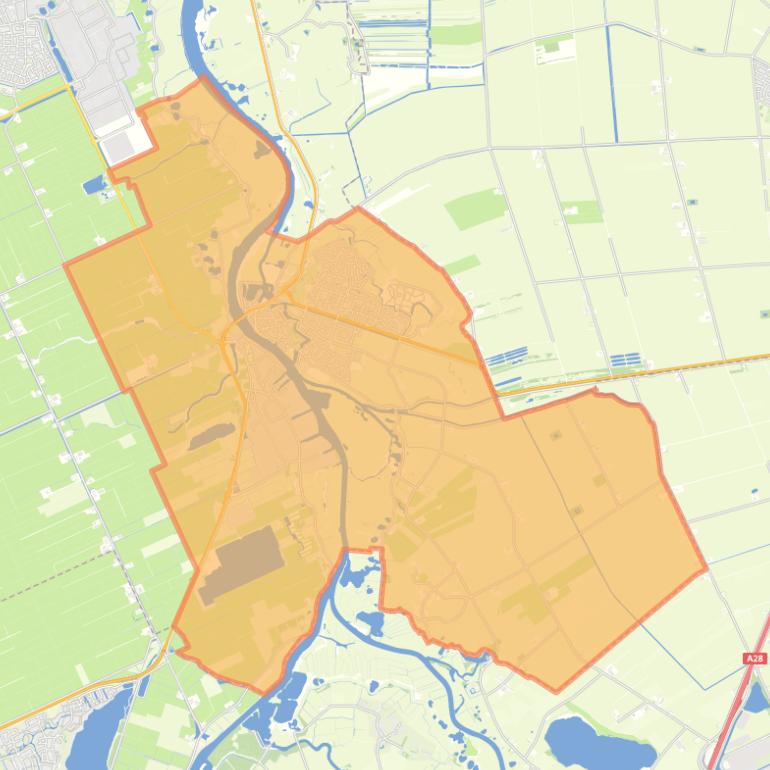 Kaart van de woonplaats Hasselt.