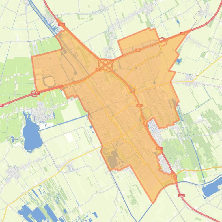 Kaart van de woonplaats Heerenveen.