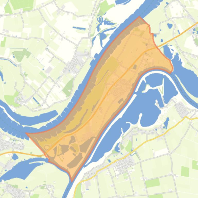 Kaart van de woonplaats Heerewaarden.