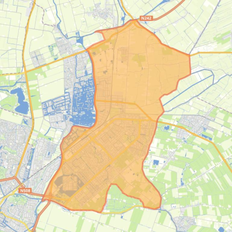 Kaart van de woonplaats Heerhugowaard.