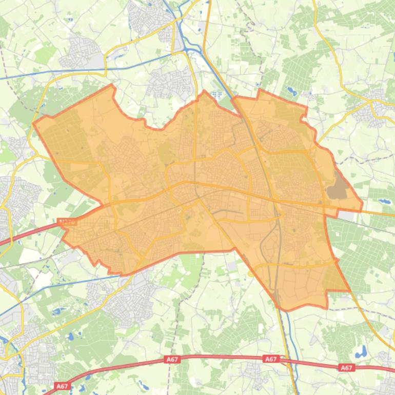 Kaart van de woonplaats Helmond.