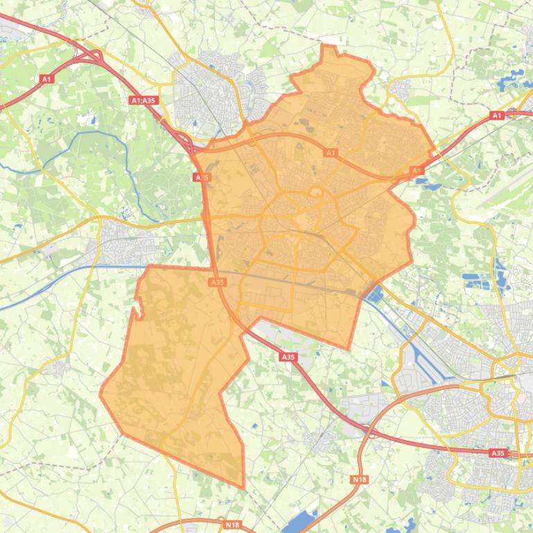 Kaart van de woonplaats Hengelo.