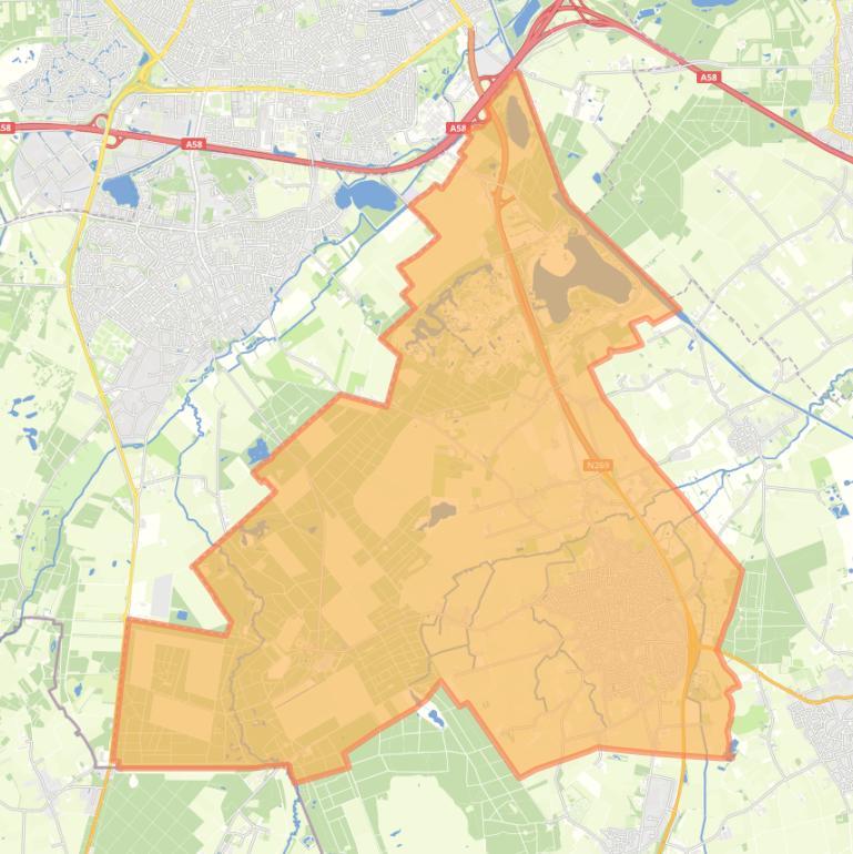 Kaart van de woonplaats Hilvarenbeek.