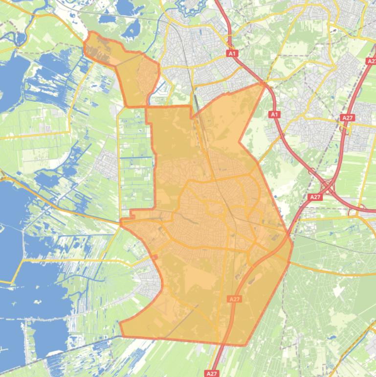 Kaart van de woonplaats Hilversum.