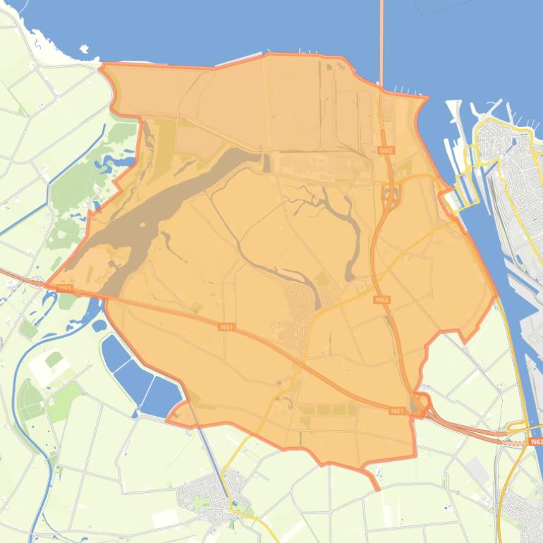 Kaart van de woonplaats Hoek.