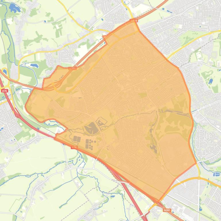 Kaart van de woonplaats Hoensbroek.