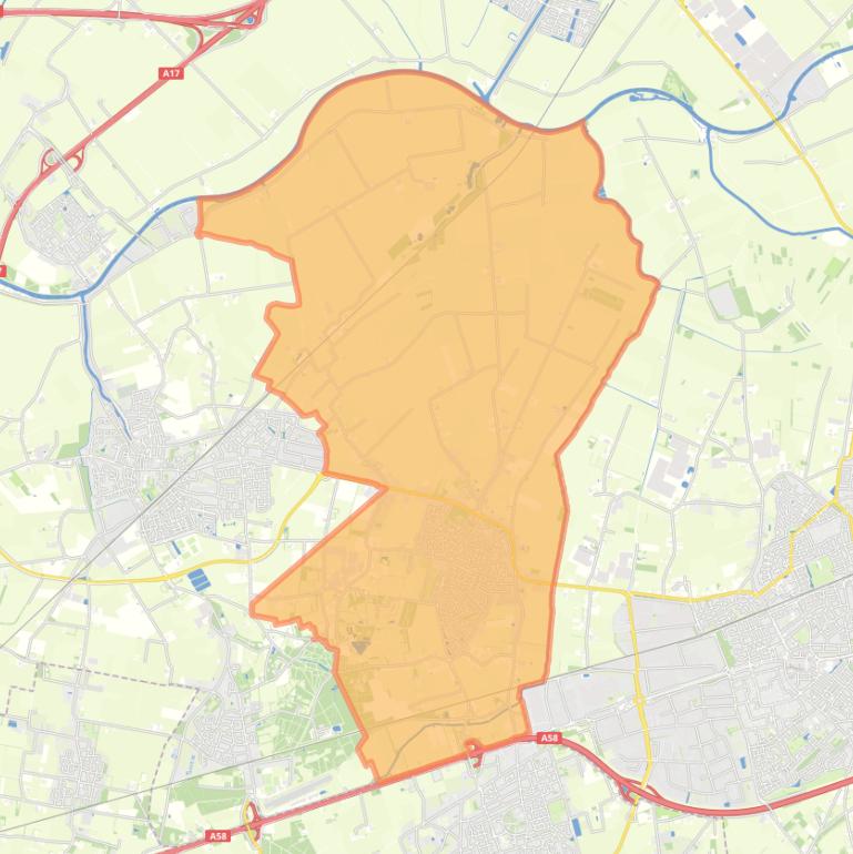 Kaart van de woonplaats Hoeven.