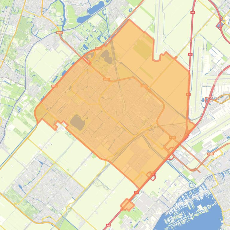 Kaart van de woonplaats Hoofddorp.