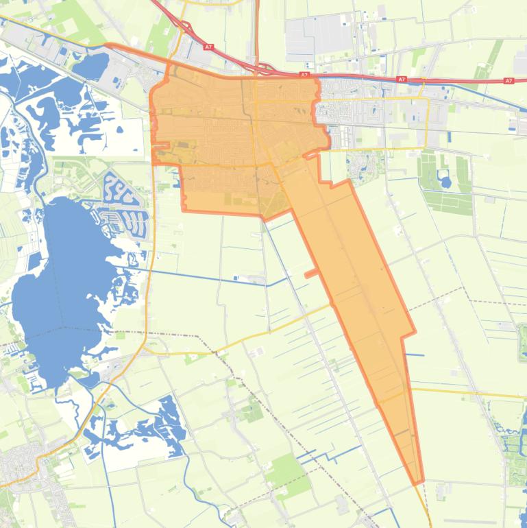 Kaart van de woonplaats Hoogezand.