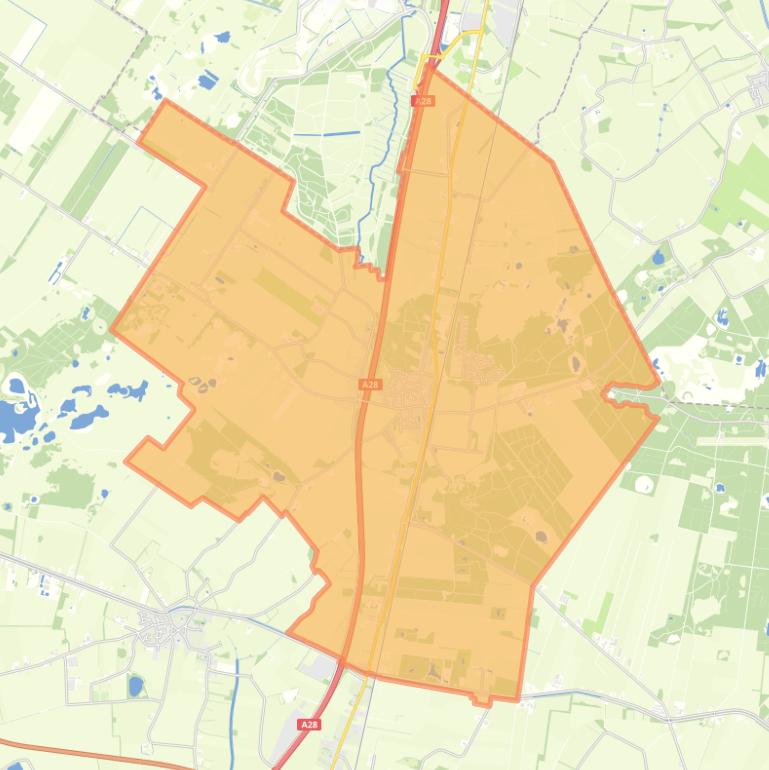 Kaart van de woonplaats Hooghalen.