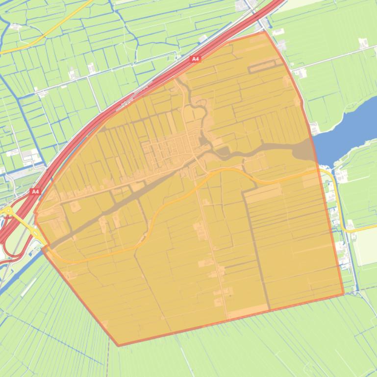 Kaart van de woonplaats Hoogmade.